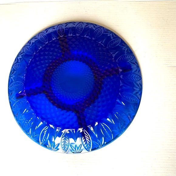 Cobalt blue glass 10” in divided serving plate 5 sections royal blue glass plate - Picture 7 of 9